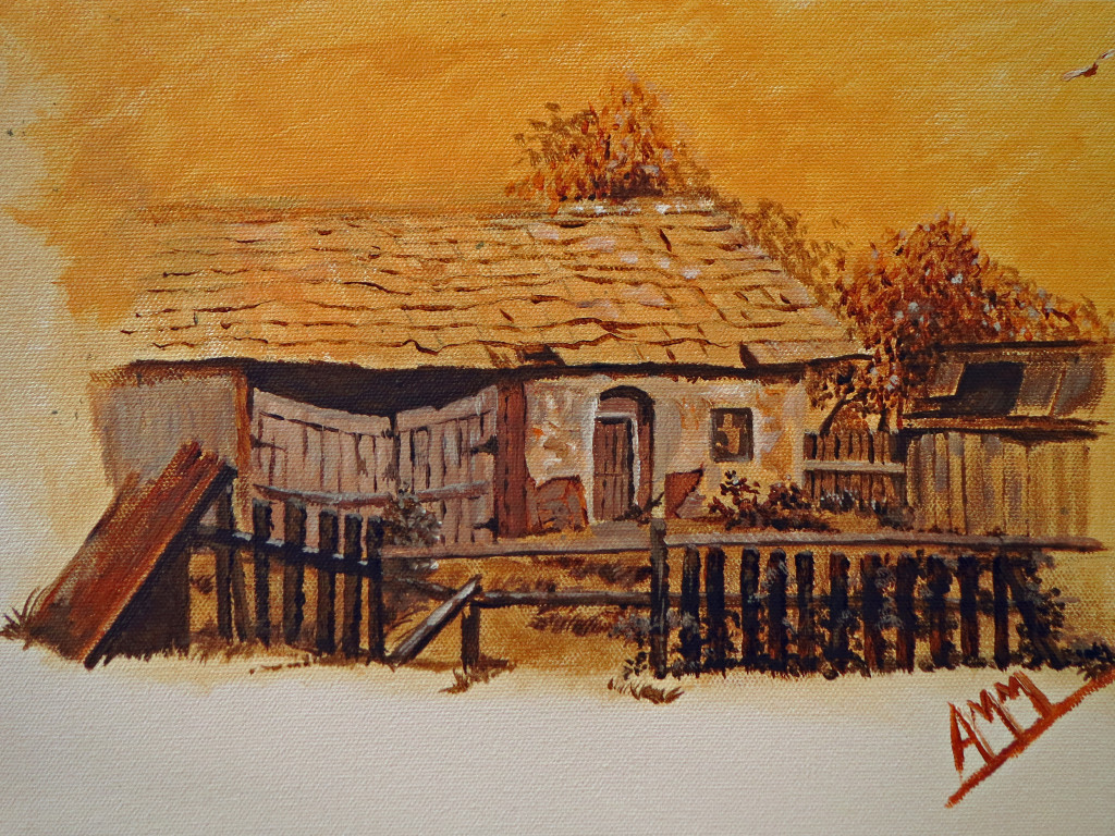 An old house to show a simple composition and one color painting